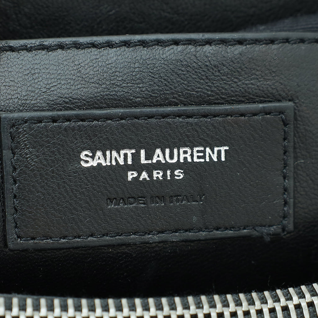 YSL Black Monogram Chevron Large College Bag