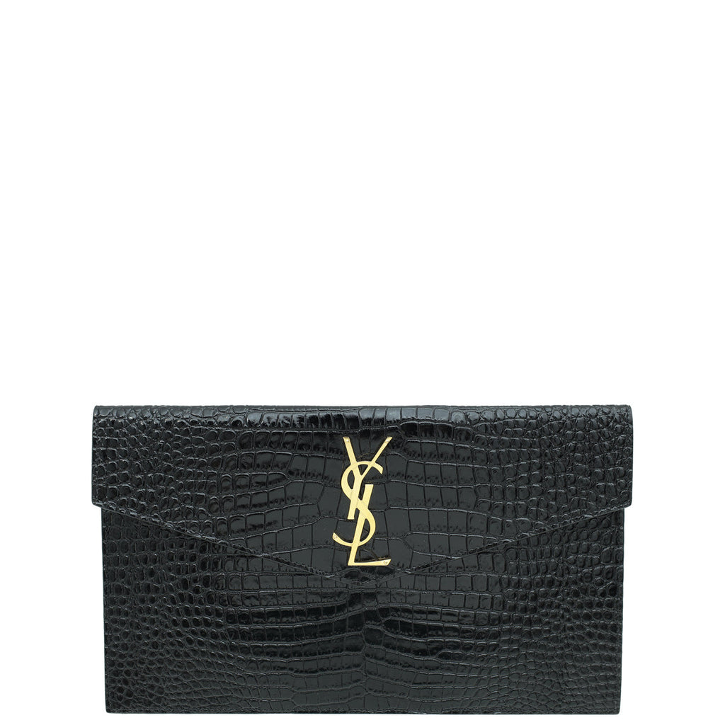 YSL Croco Embossed Uptown Pouch