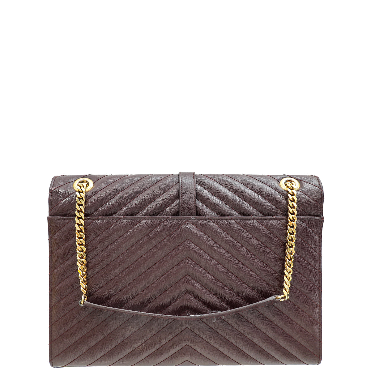 YSL Burgundy Monogram Chevron Envelope Large Satchel Bag