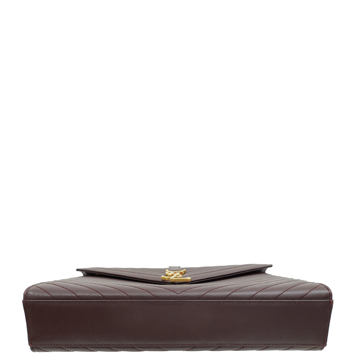YSL Burgundy Monogram Chevron Envelope Large Satchel Bag