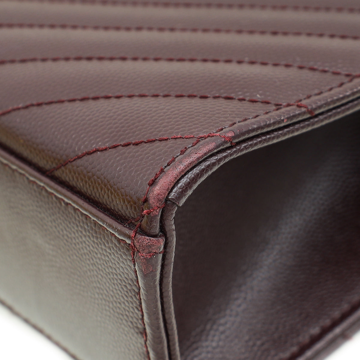 YSL Burgundy Monogram Chevron Envelope Large Satchel Bag