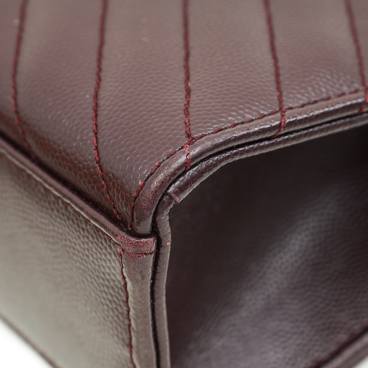 YSL Burgundy Monogram Chevron Envelope Large Satchel Bag