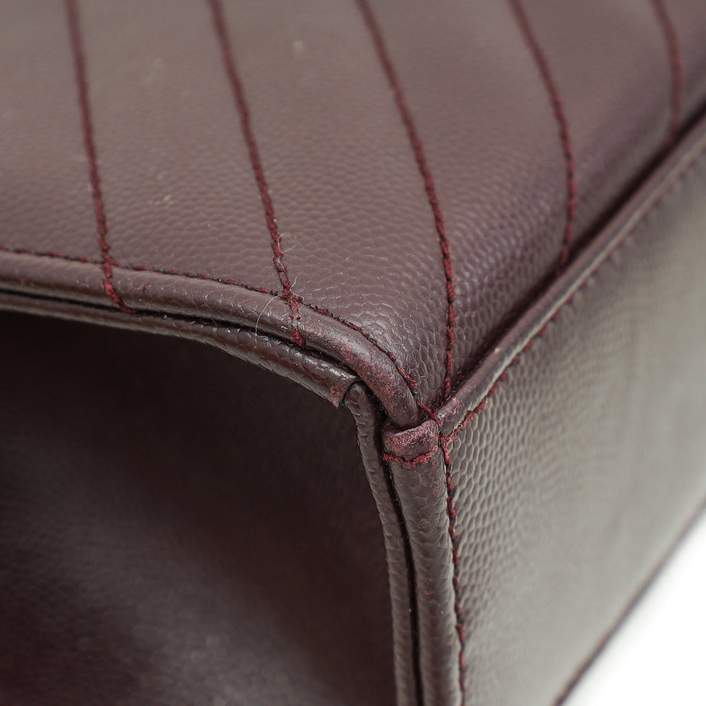 YSL Burgundy Monogram Chevron Envelope Large Satchel Bag
