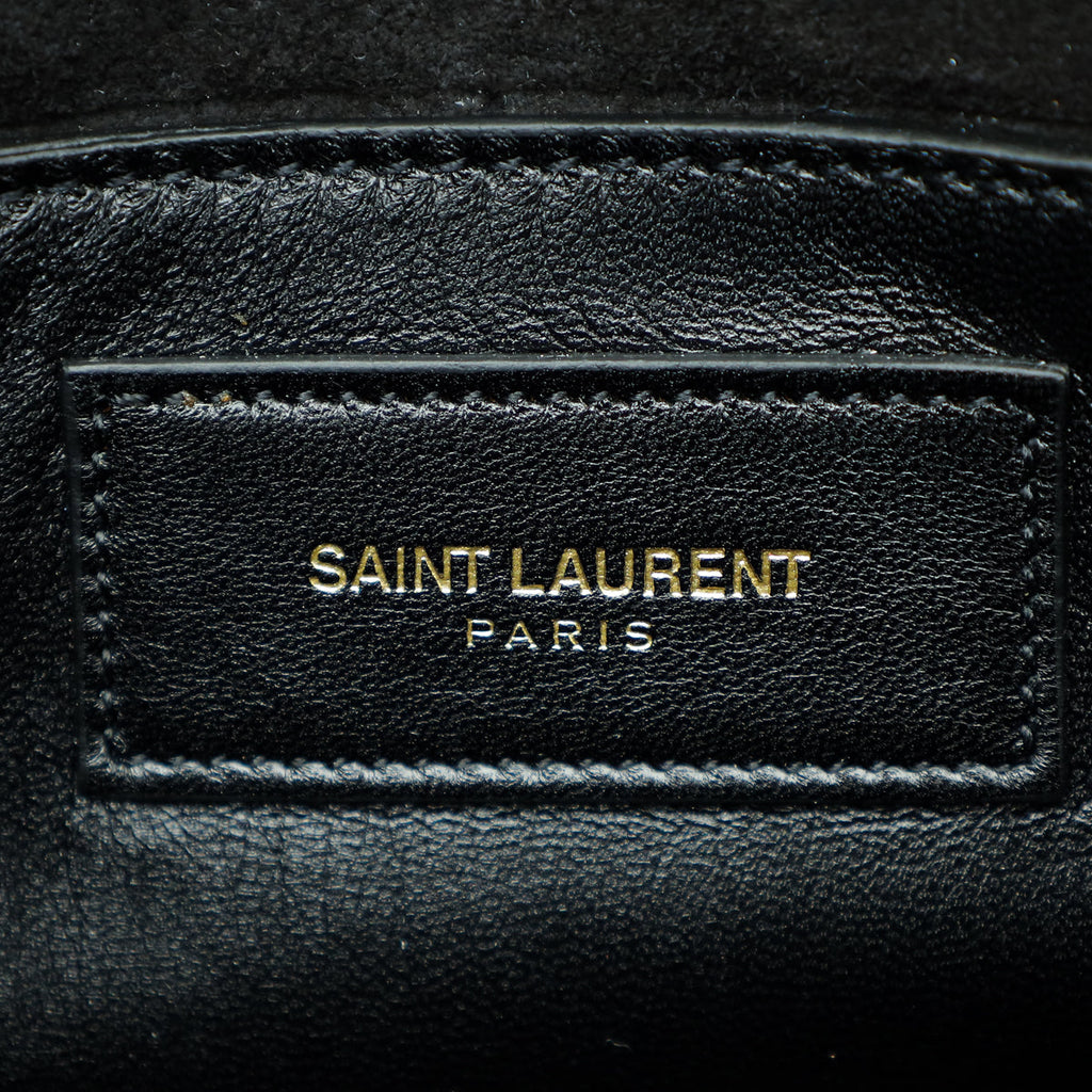 YSL Metallic Silver Classic Monogram Kate Tassel Bag