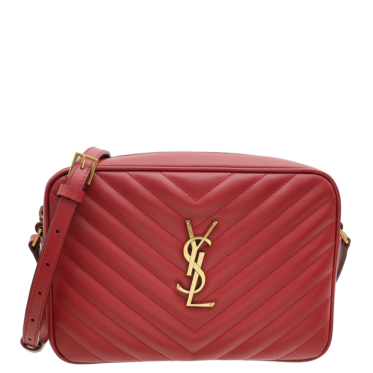 YSL Dark Red Monogram Quilted Lou Camera Bag