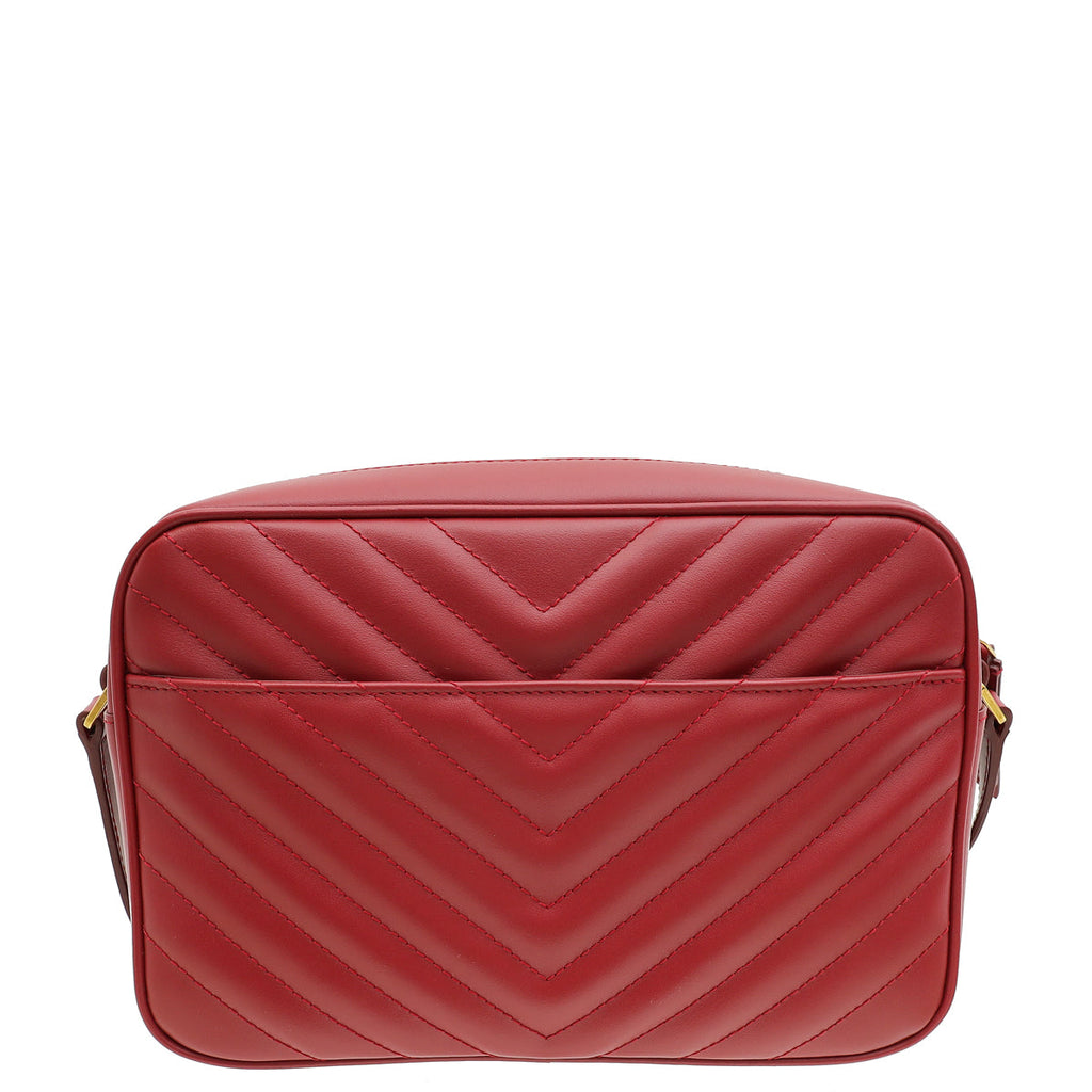 YSL Dark Red Monogram Quilted Lou Camera Bag