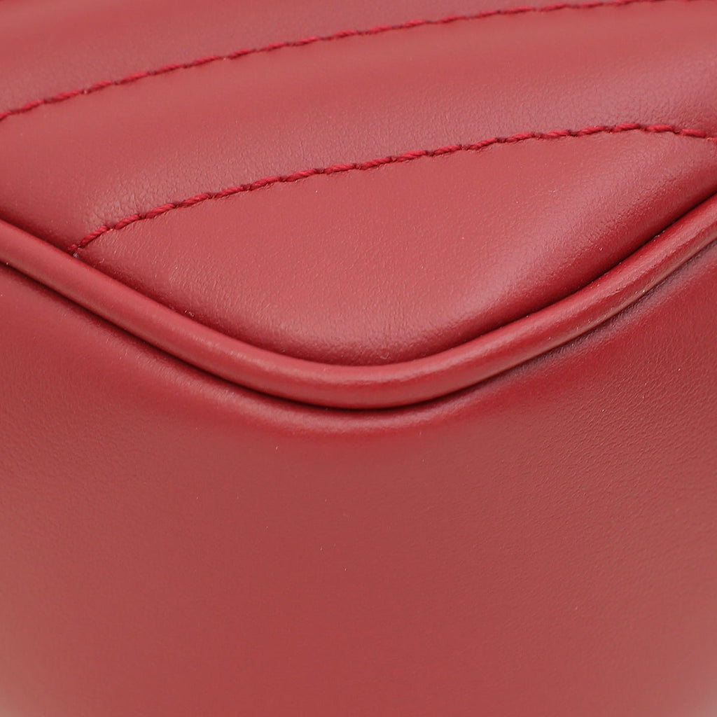 YSL Dark Red Monogram Quilted Lou Camera Bag