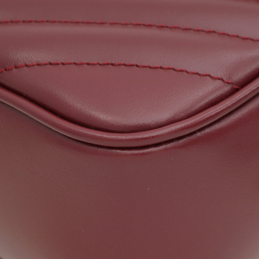 YSL Burgundy Monogram Quilted Lou Camera Bag