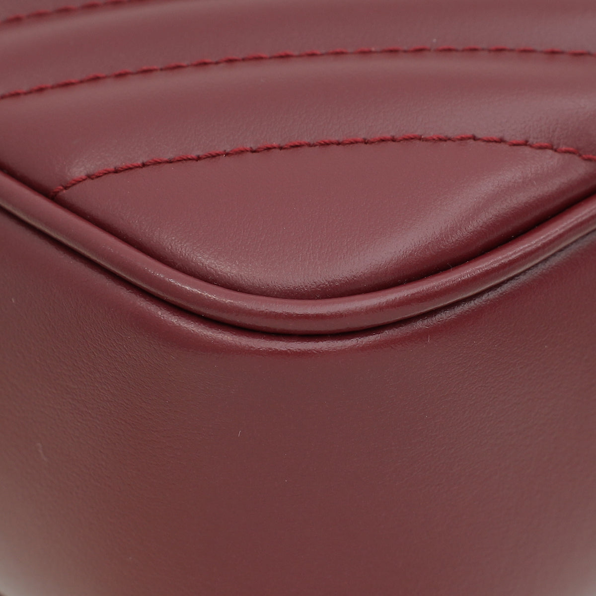 YSL Burgundy Monogram Quilted Lou Camera Bag