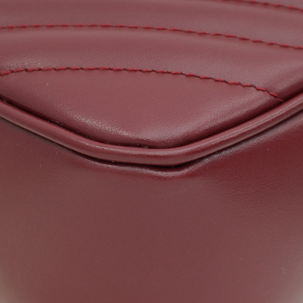 YSL Burgundy Monogram Quilted Lou Camera Bag