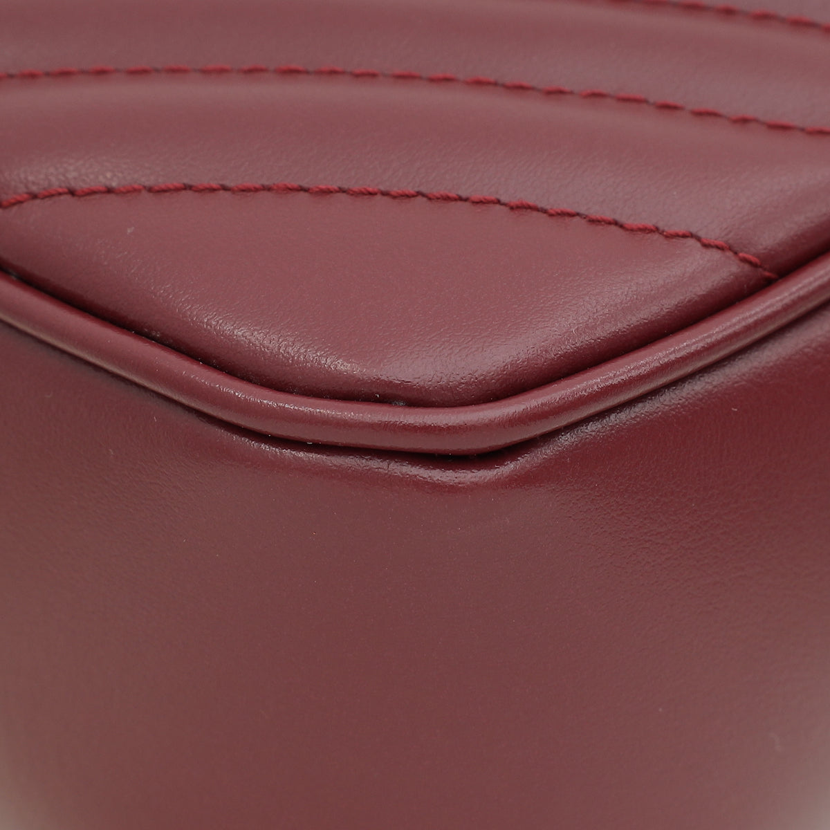 YSL Burgundy Monogram Quilted Lou Camera Bag
