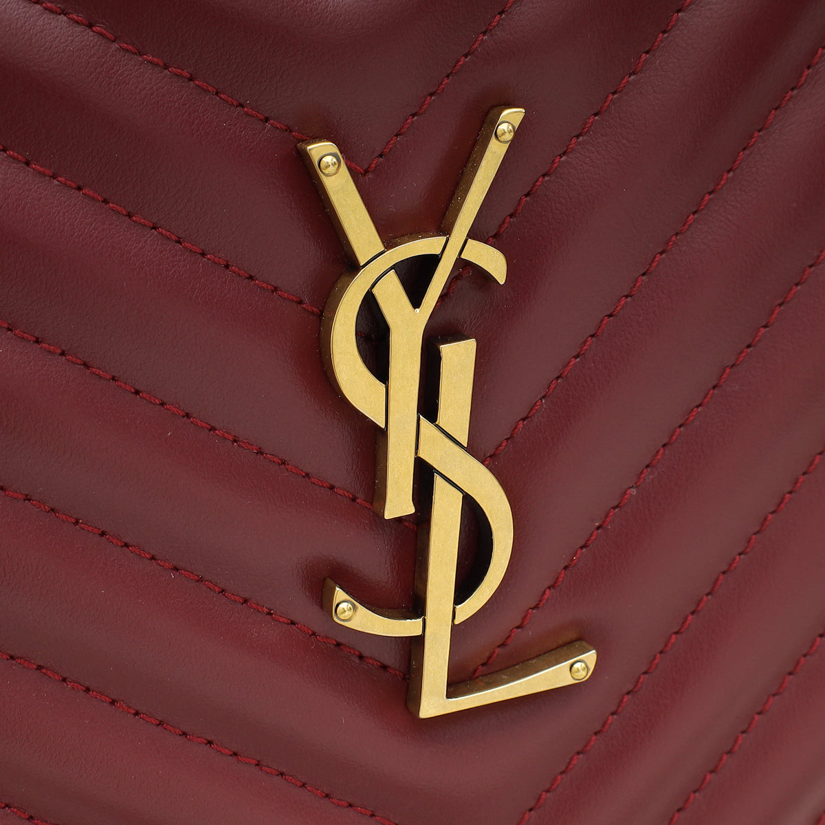 YSL Burgundy Monogram Quilted Lou Camera Bag