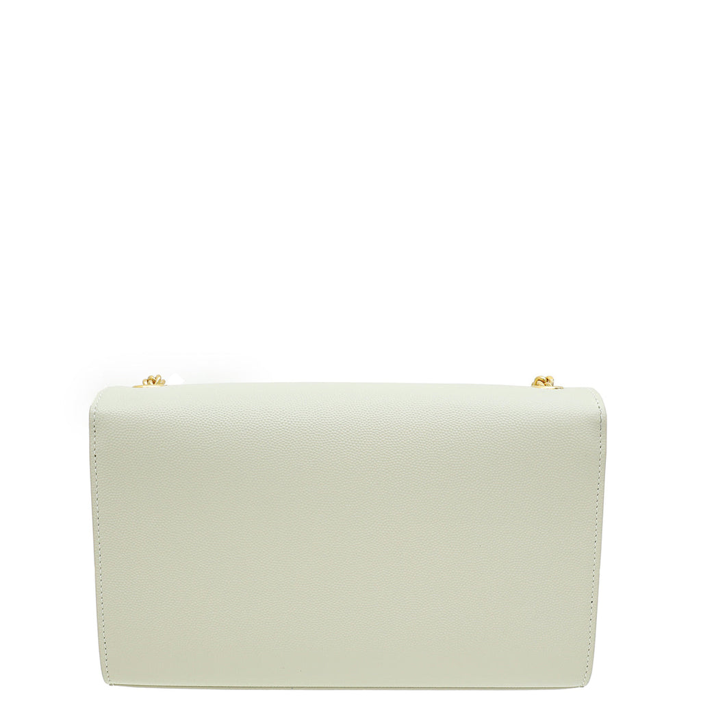 YSL Vintage Blanc Monogram Kate Tassel Medium Shoulder Bag