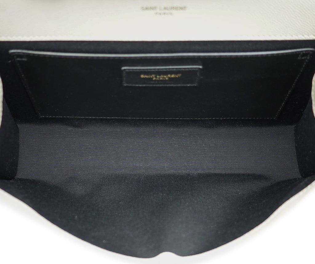 YSL Vintage Blanc Monogram Kate Tassel Medium Shoulder Bag