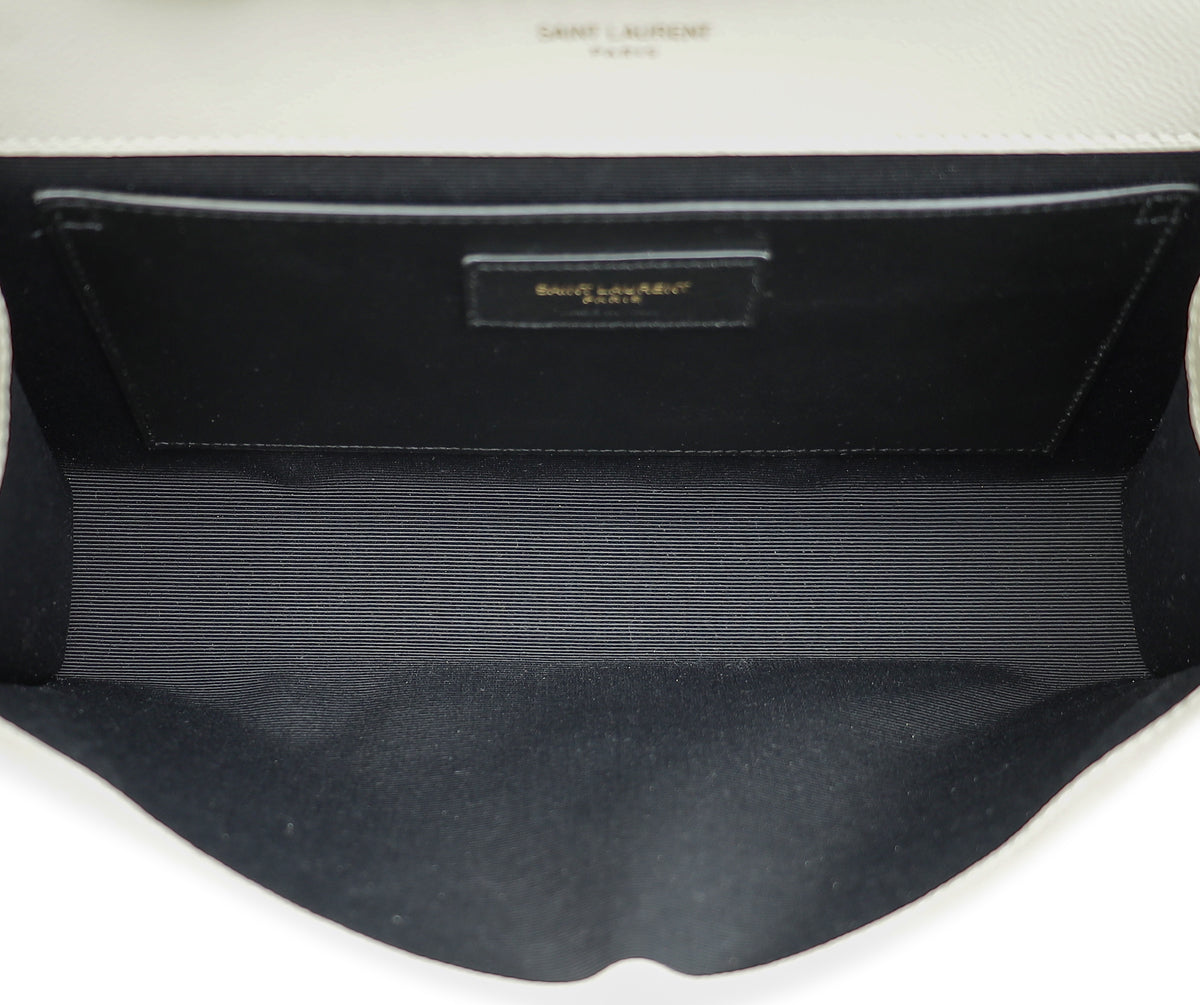 YSL Vintage Blanc Monogram Kate Tassel Medium Shoulder Bag