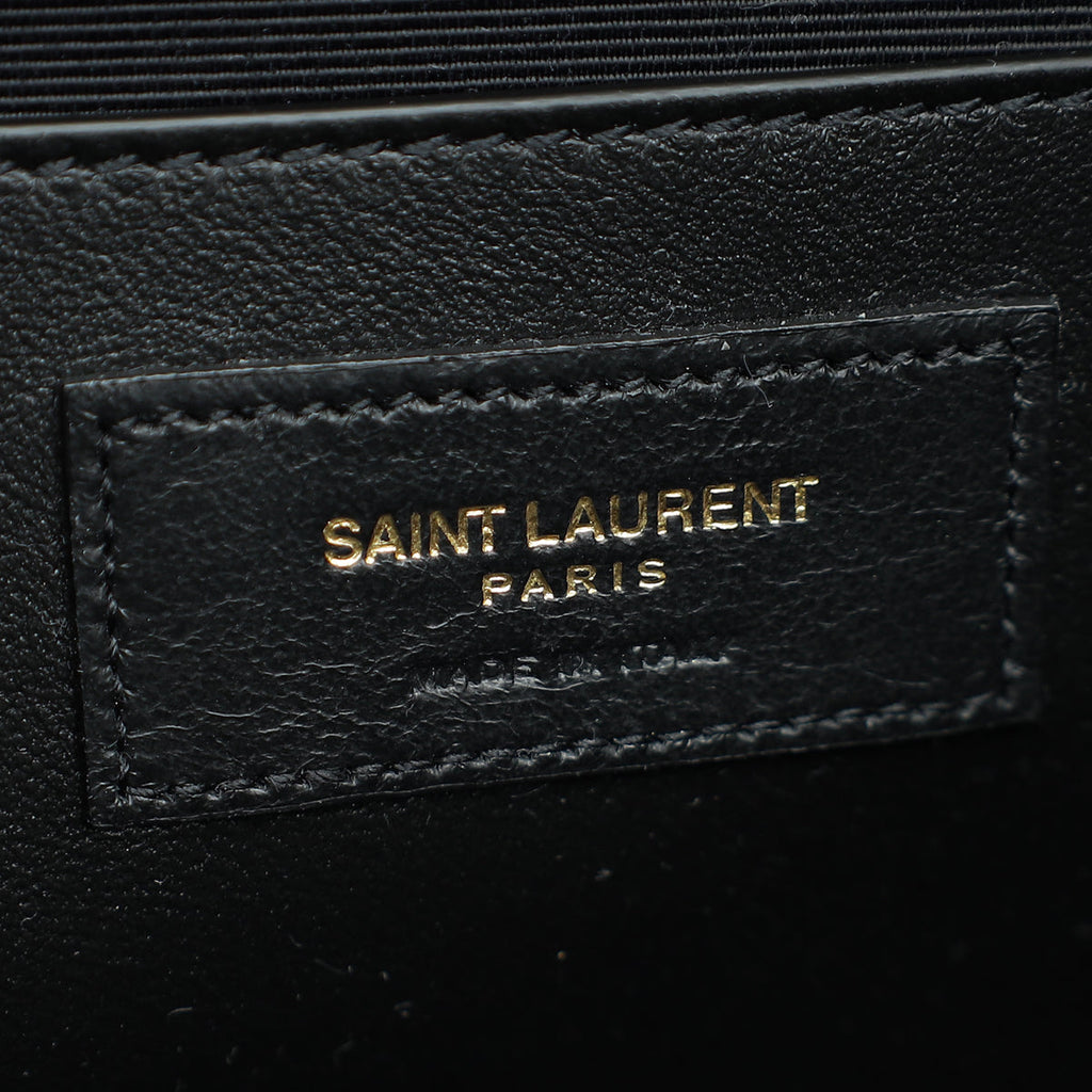 YSL Black Mix Quilted Envelope Medium Shoulder Bag