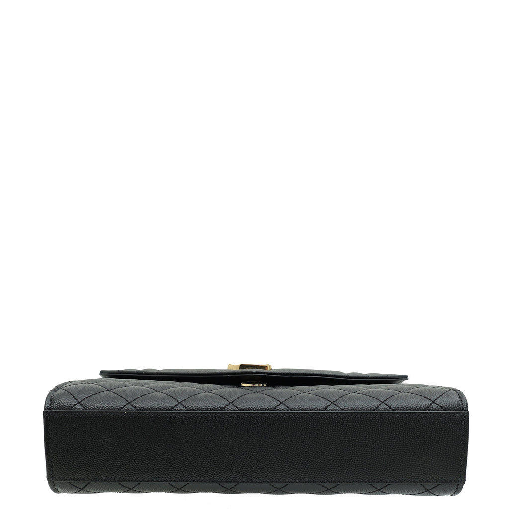YSL Black Mix Quilted Envelope Medium Shoulder Bag
