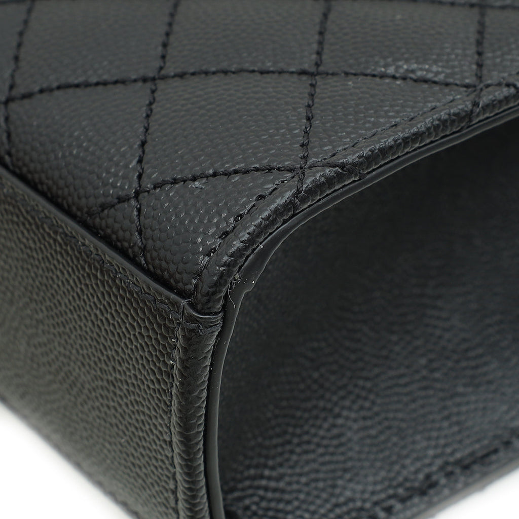 YSL Black Mix Quilted Envelope Medium Shoulder Bag
