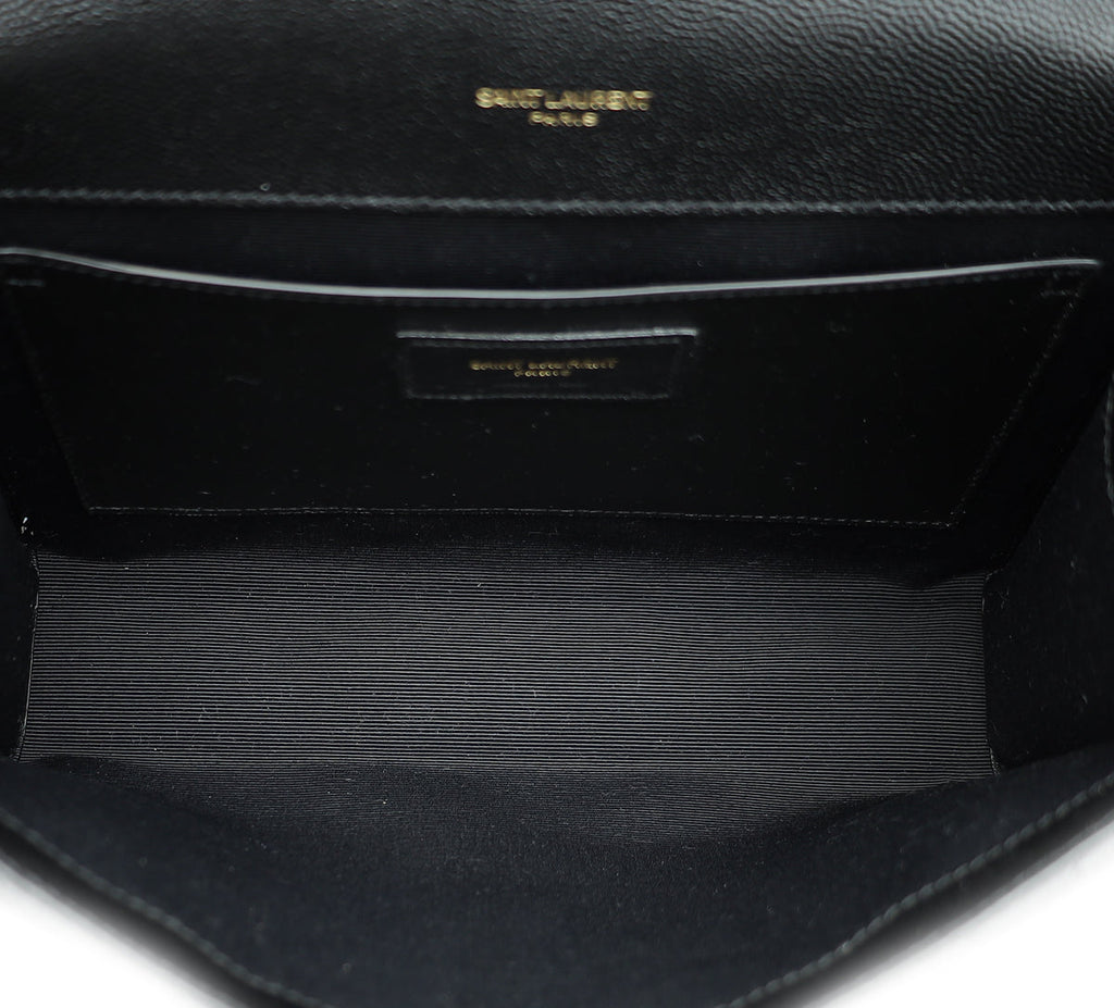 YSL Black Mix Quilted Envelope Medium Shoulder Bag