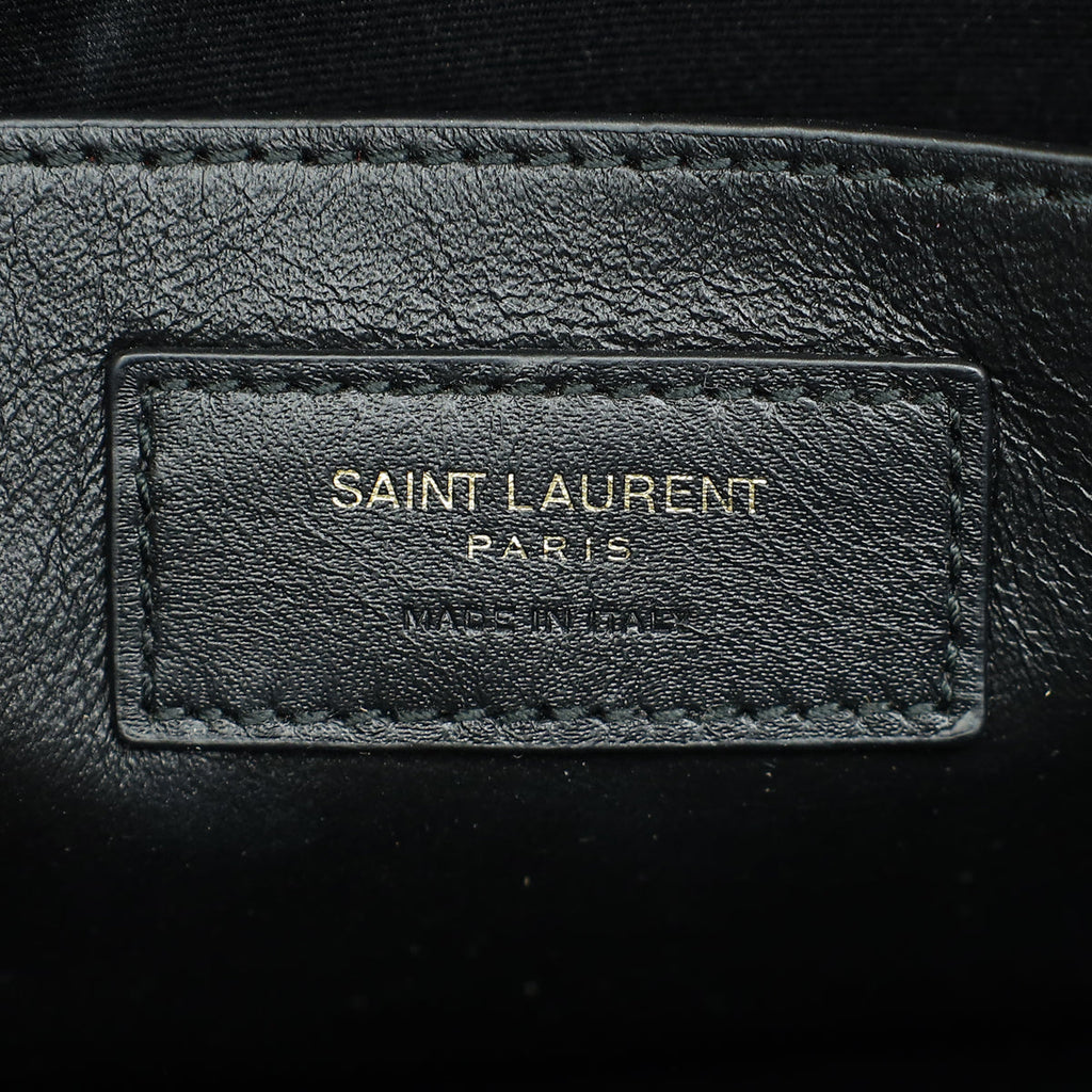 YSL Black Croco Embossed Manhattan Medium Shoulder Bag