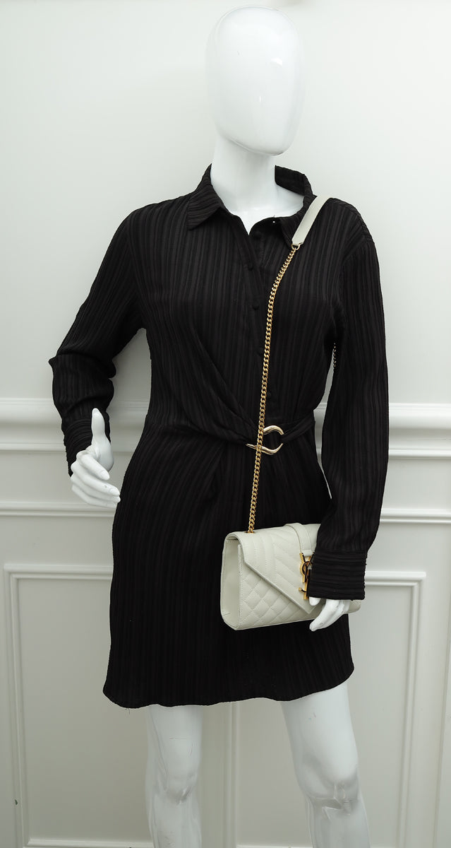 YSL Blanc Vintage Mix Quilted Envelope Small Shoulder Bag
