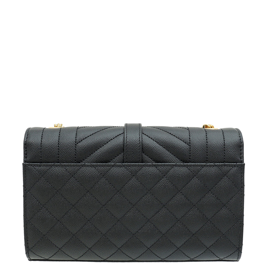 YSL Black Mix Quilted Envelope Small Shoulder Bag