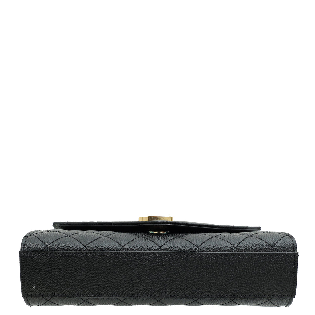 YSL Black Mix Quilted Envelope Small Shoulder Bag
