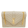 YSL Beige Mix Quilted Envelope Medium Shoulder Bag