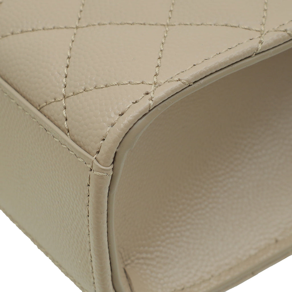 YSL Beige Mix Quilted Envelope Medium Shoulder Bag