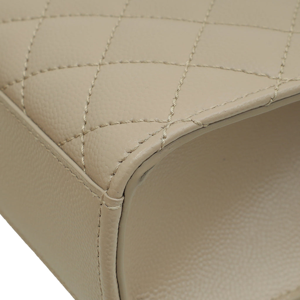 YSL Beige Mix Quilted Envelope Medium Shoulder Bag