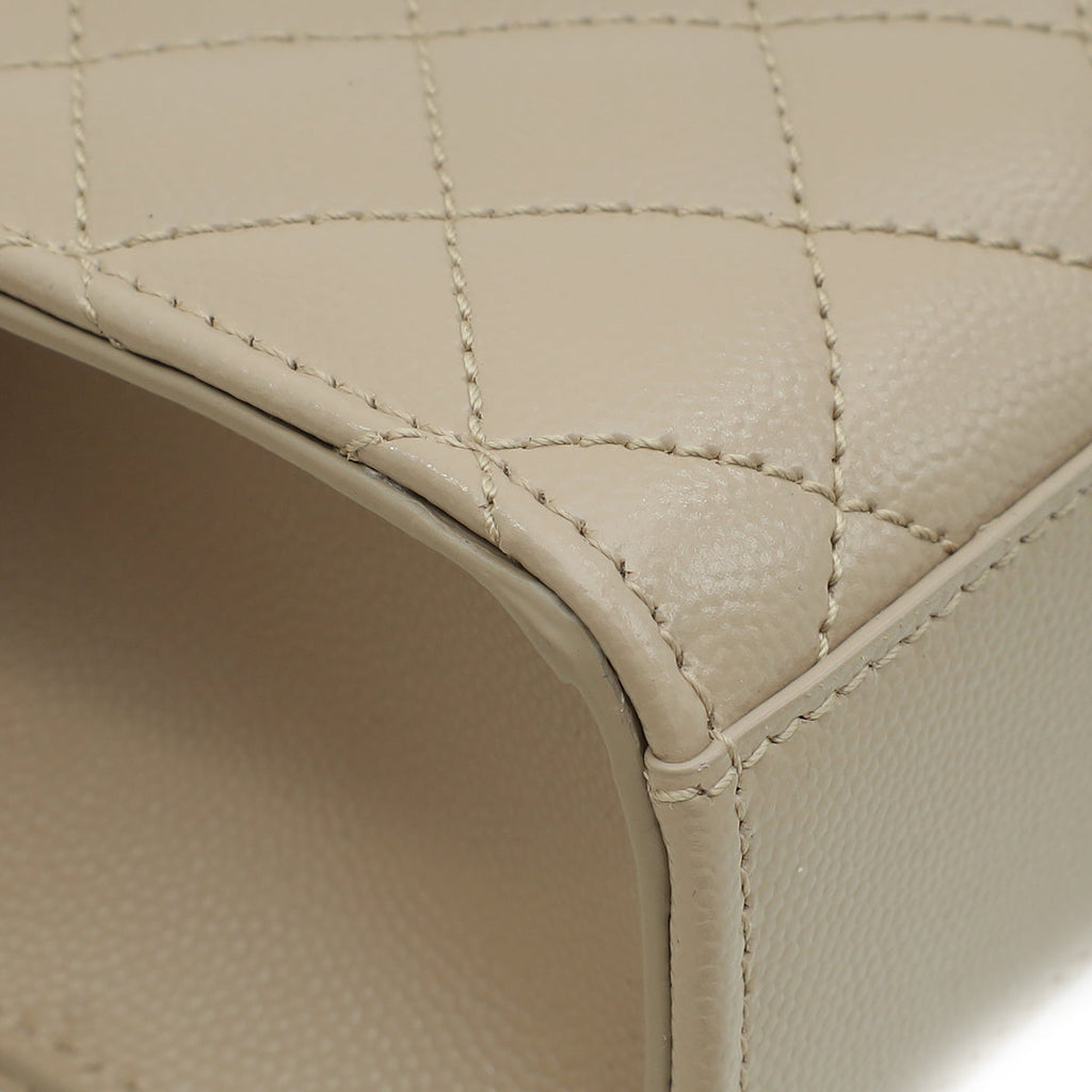 YSL Beige Mix Quilted Envelope Medium Shoulder Bag
