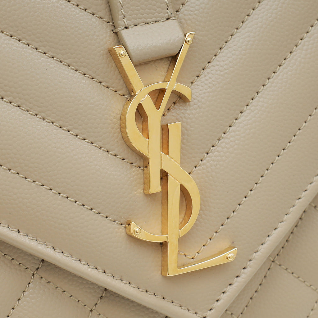 YSL Beige Mix Quilted Envelope Medium Shoulder Bag