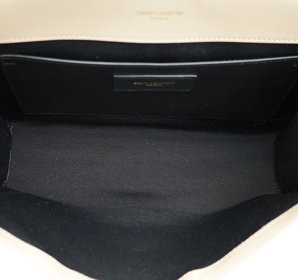 YSL Beige Mix Quilted Envelope Medium Shoulder Bag