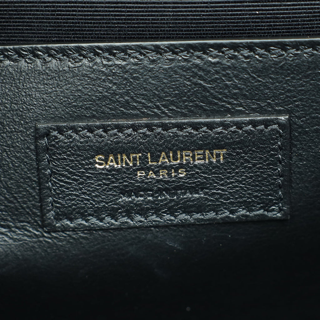 YSL Black Kate Tassel Croco Embossed Medium Bag