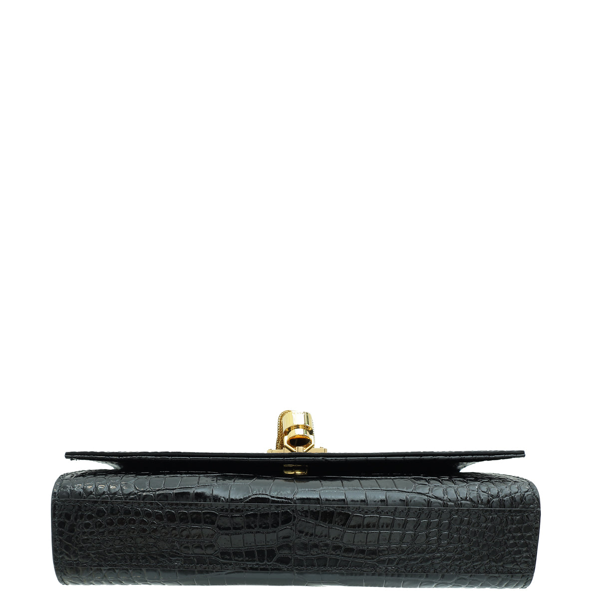 YSL Black Kate Tassel Croco Embossed Medium Bag
