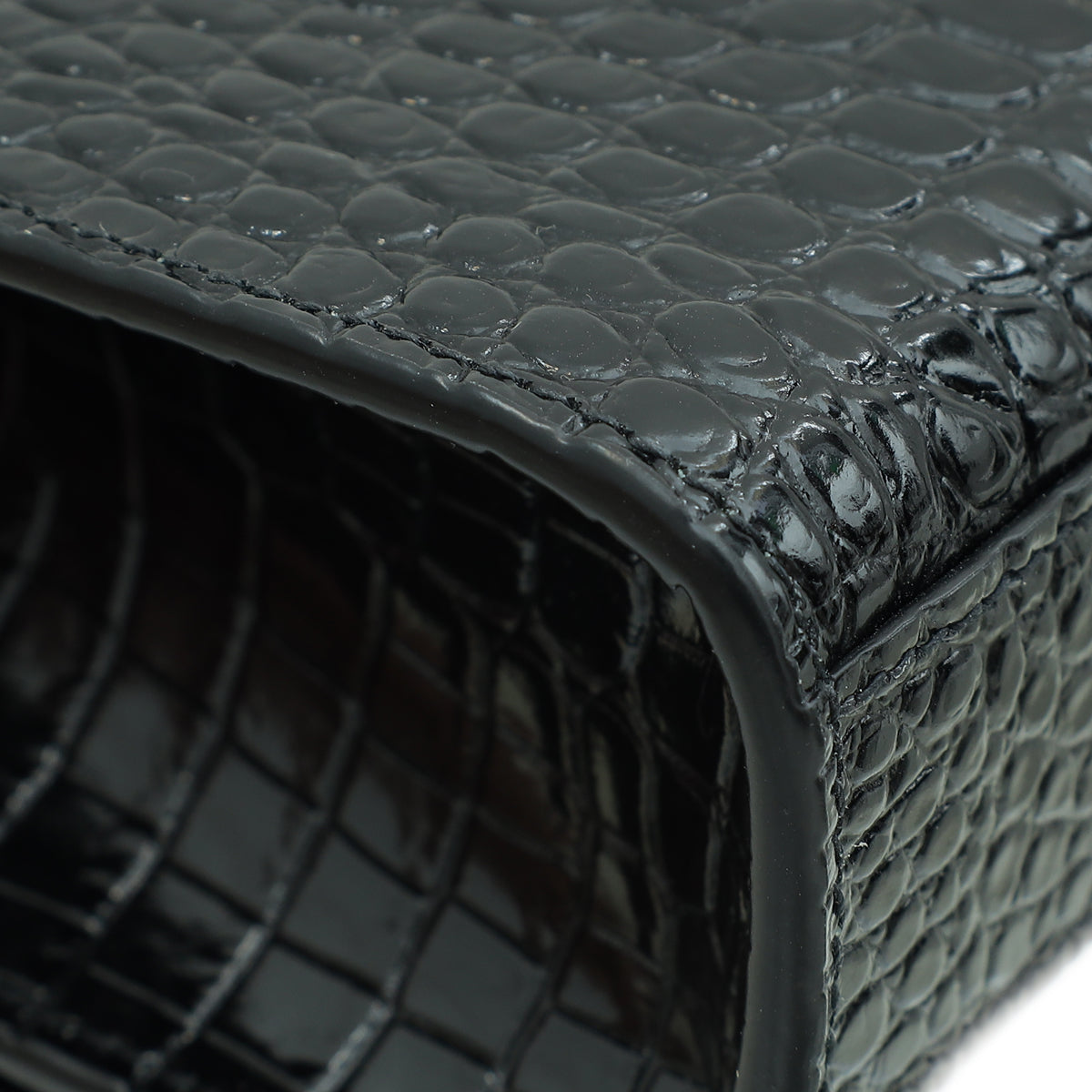 YSL Black Kate Tassel Croco Embossed Medium Bag
