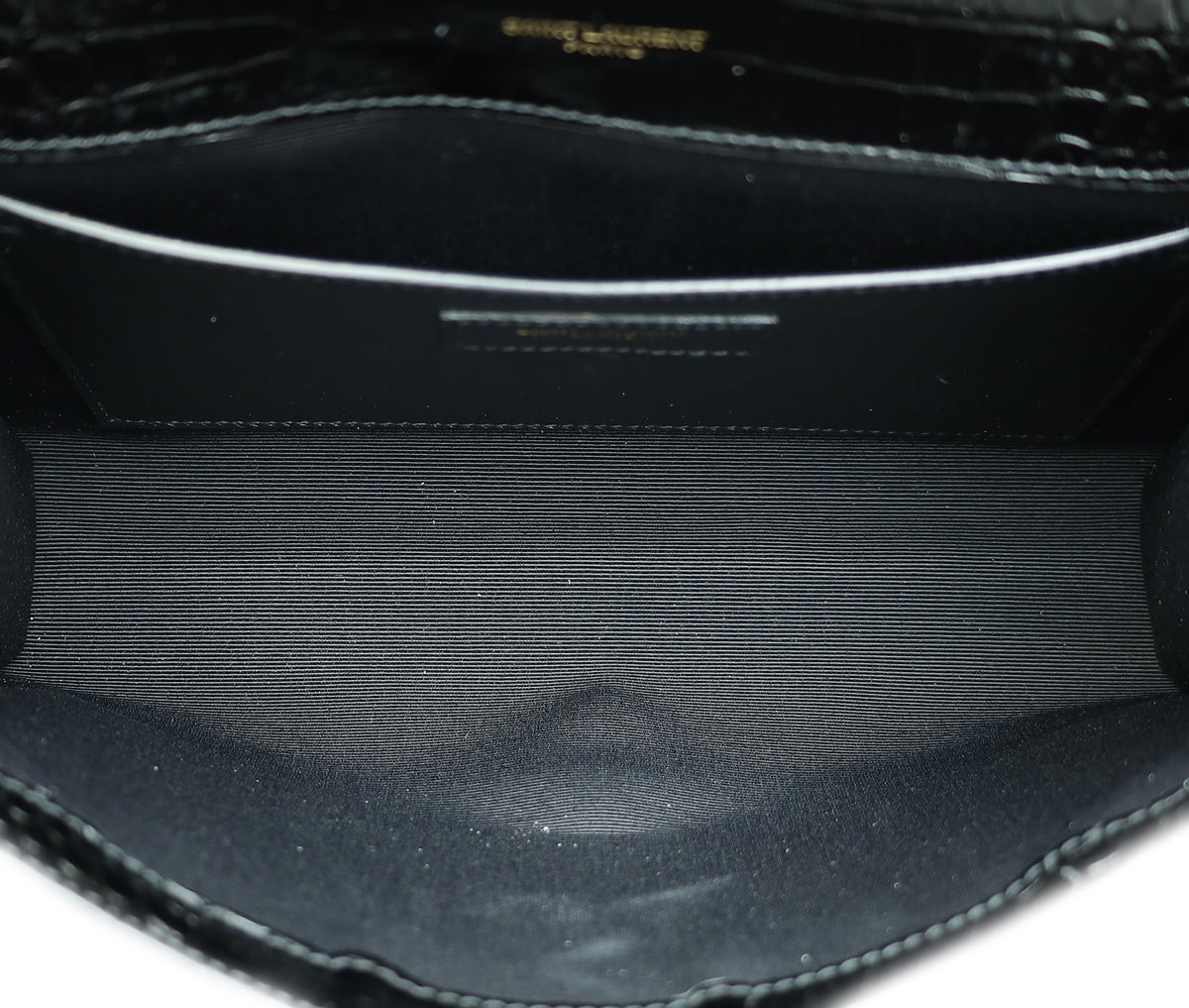 YSL Black Kate Tassel Croco Embossed Medium Bag