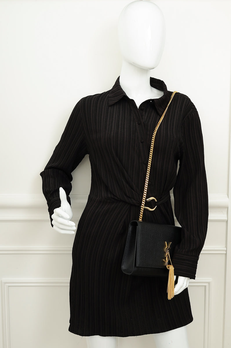 YSL Black Kate Tassel Medium Shoulder Bag