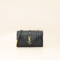 YSL Black Mix Quilted Envelope Small Shoulder Bag