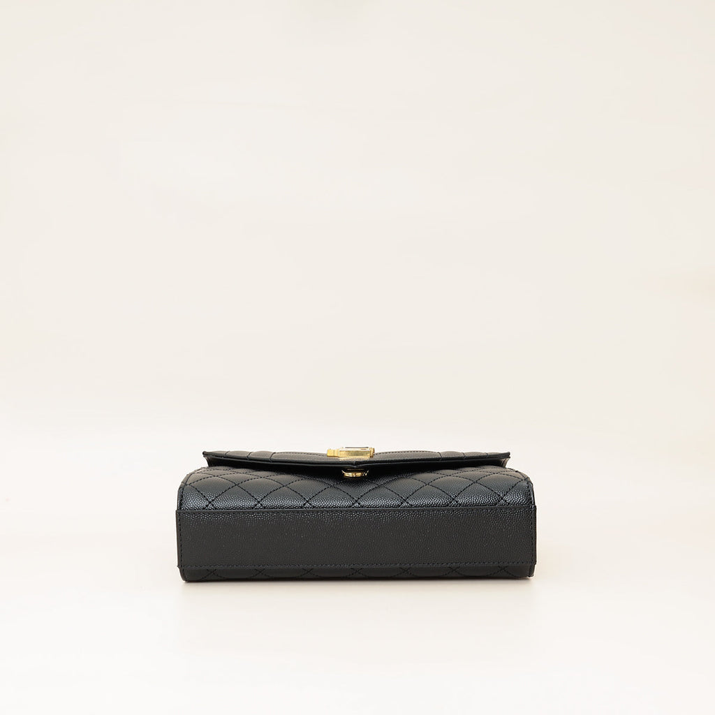 YSL Black Mix Quilted Envelope Small Shoulder Bag