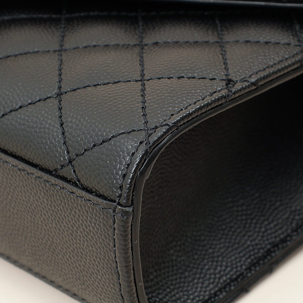 YSL Black Mix Quilted Envelope Small Shoulder Bag