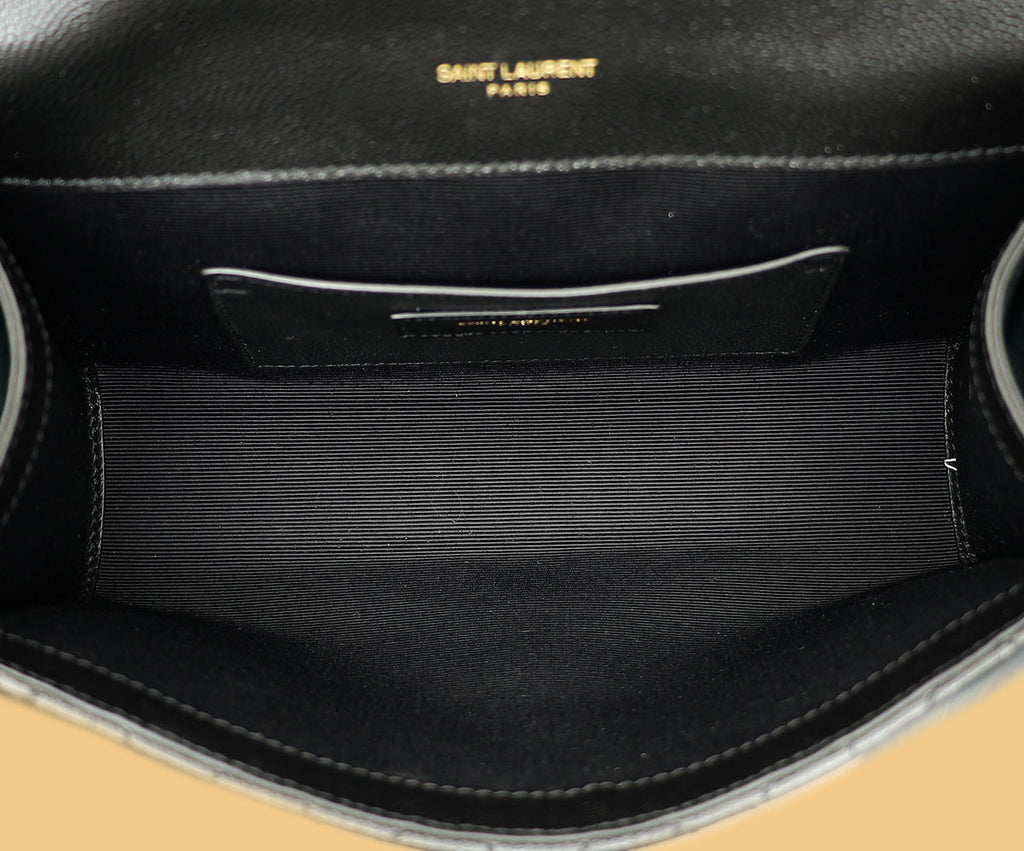 YSL Black Mix Quilted Envelope Small Shoulder Bag
