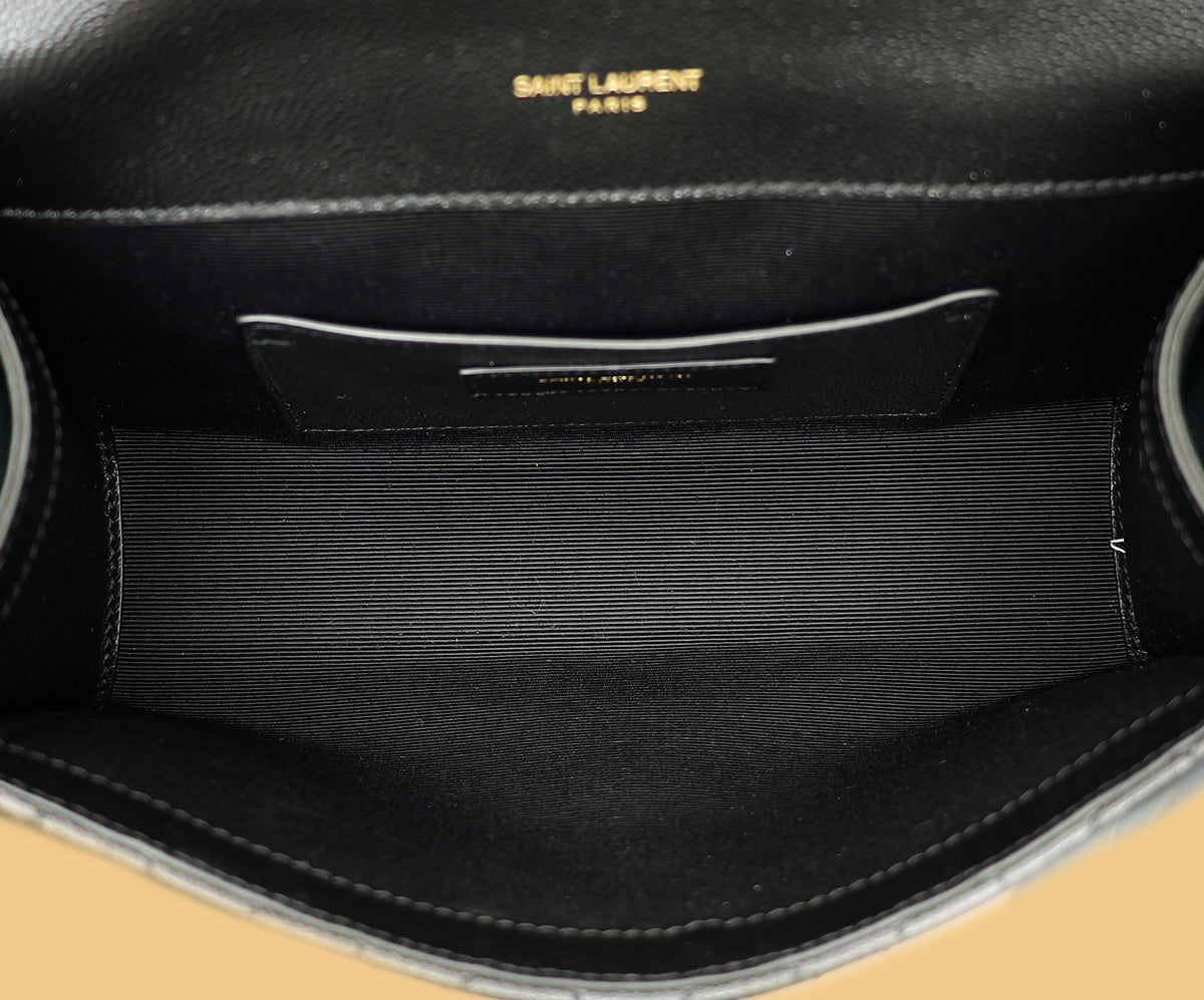 YSL Black Mix Quilted Envelope Small Shoulder Bag