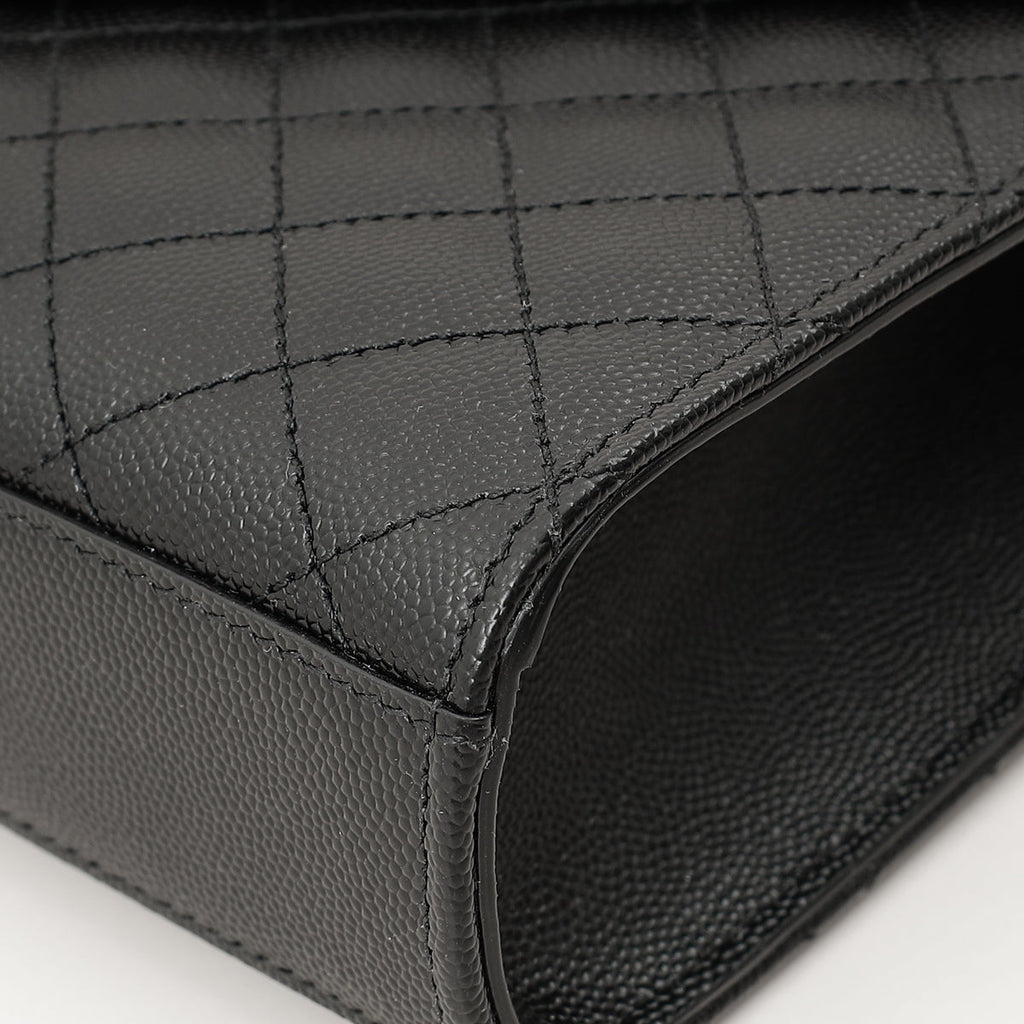 YSL Black Mix Quilted Envelope Medium Shoulder Bag