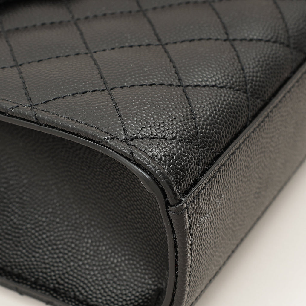 YSL Black Mix Quilted Envelope Medium Shoulder Bag