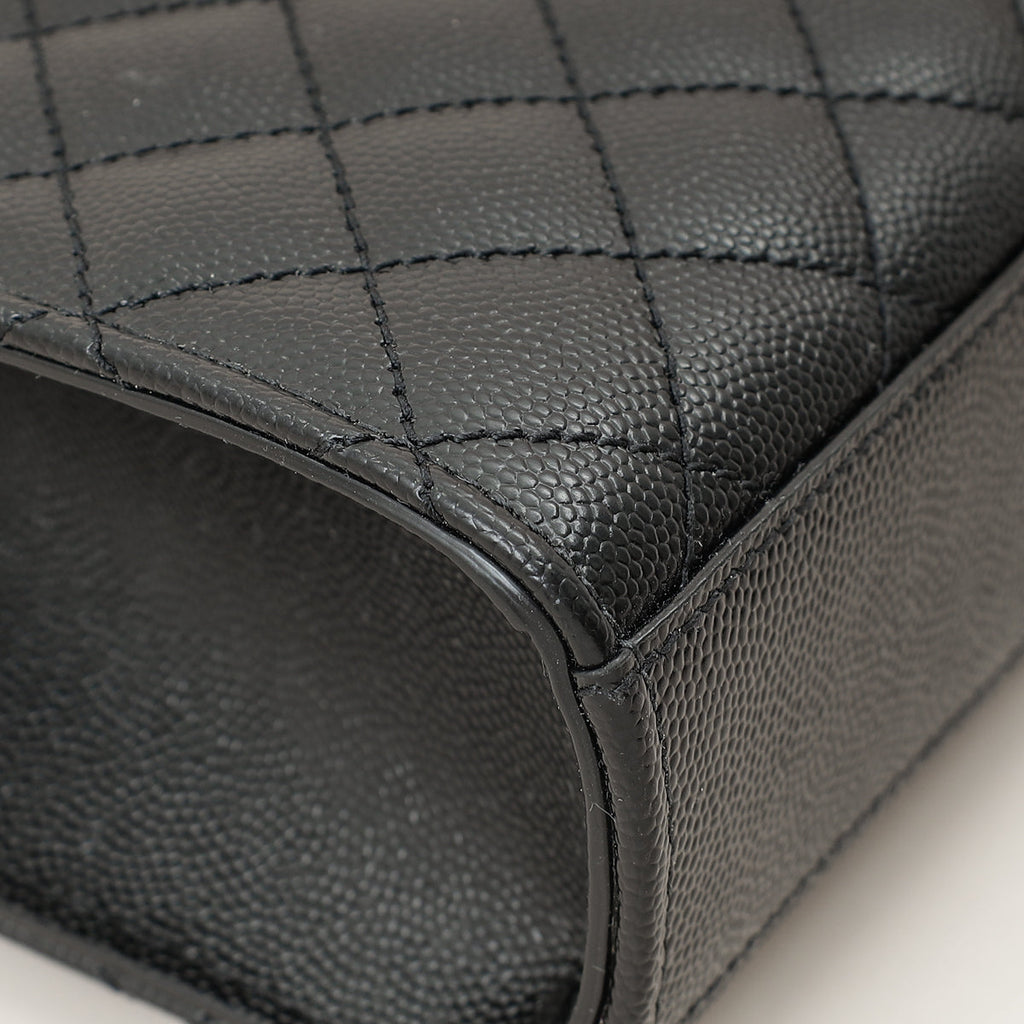 YSL Black Mix Quilted Envelope Medium Shoulder Bag