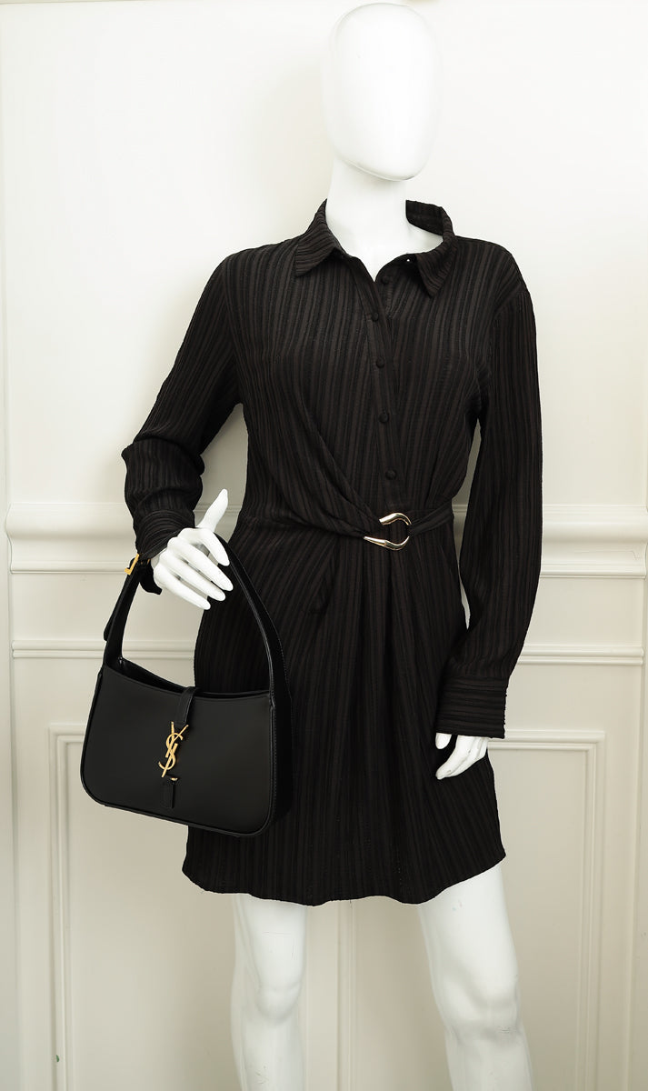 YSL Black LE 5 À 7 Smooth Hobo Bag