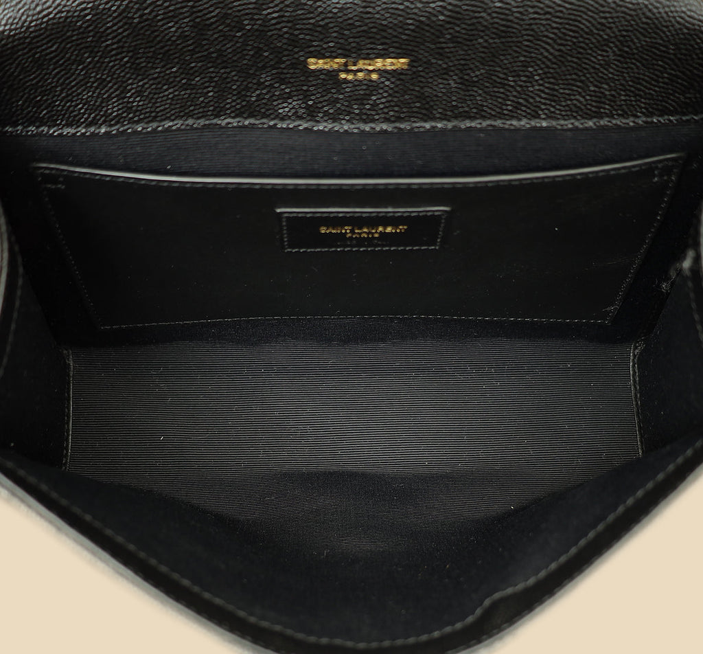 YSL Black Mix Quilted Envelope Medium Shoulder Bag