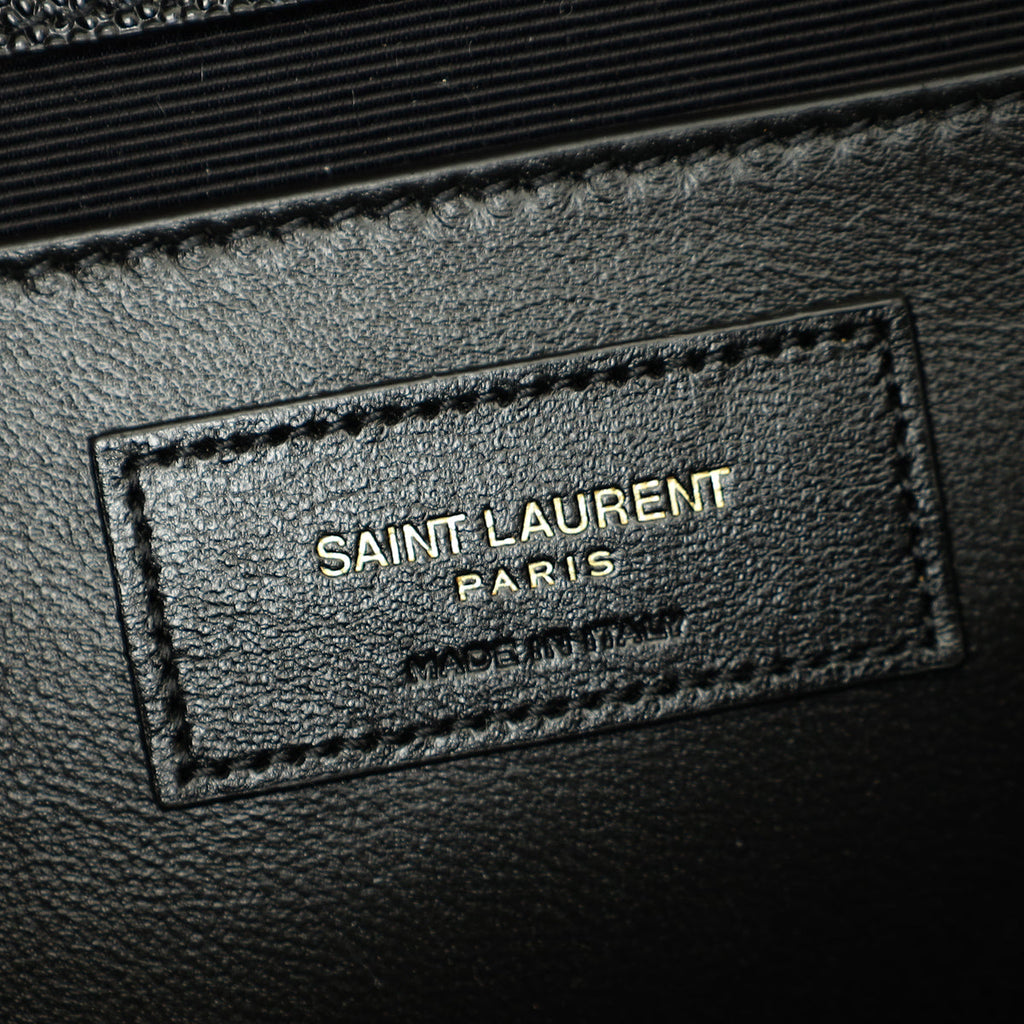 YSL Black Mix Quilted Envelope Medium Shoulder Bag