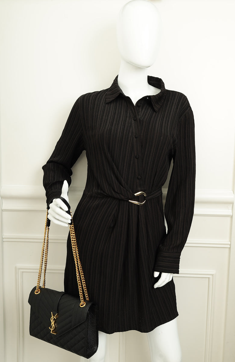 YSL Black Mix Quilted Envelope Medium Shoulder Bag